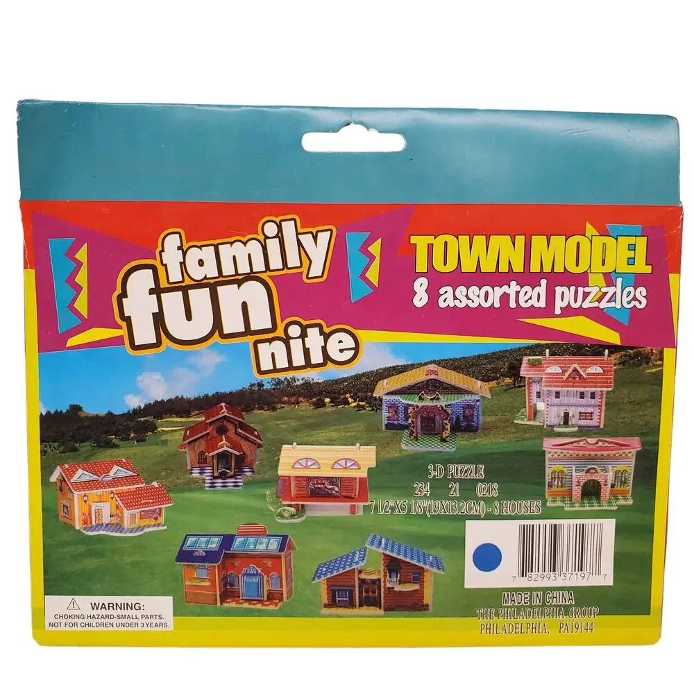 Family Fun Nite 3D Puzzles Town Model 8 Assorted Puzzles Vintage Toys